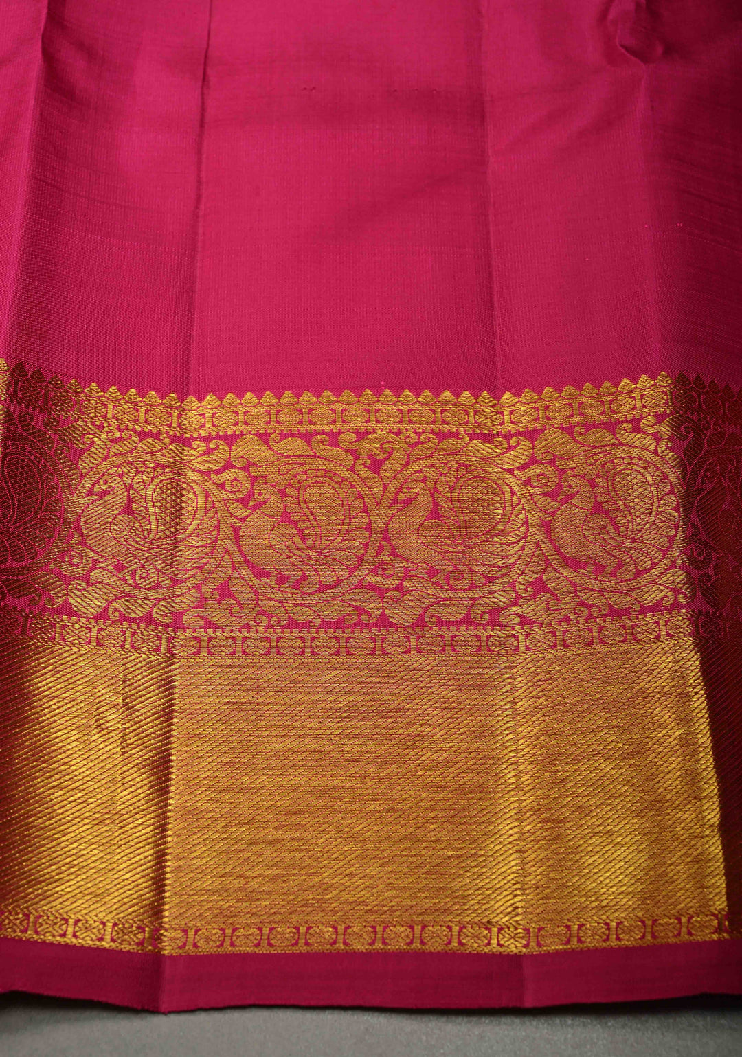 Purple-Pink Dual tone Self Brocade on Kanjivaram Pure Silk Saree with Zari Buttas and Zari Border | SILK MARK CERTIFIED | SHOBITAM