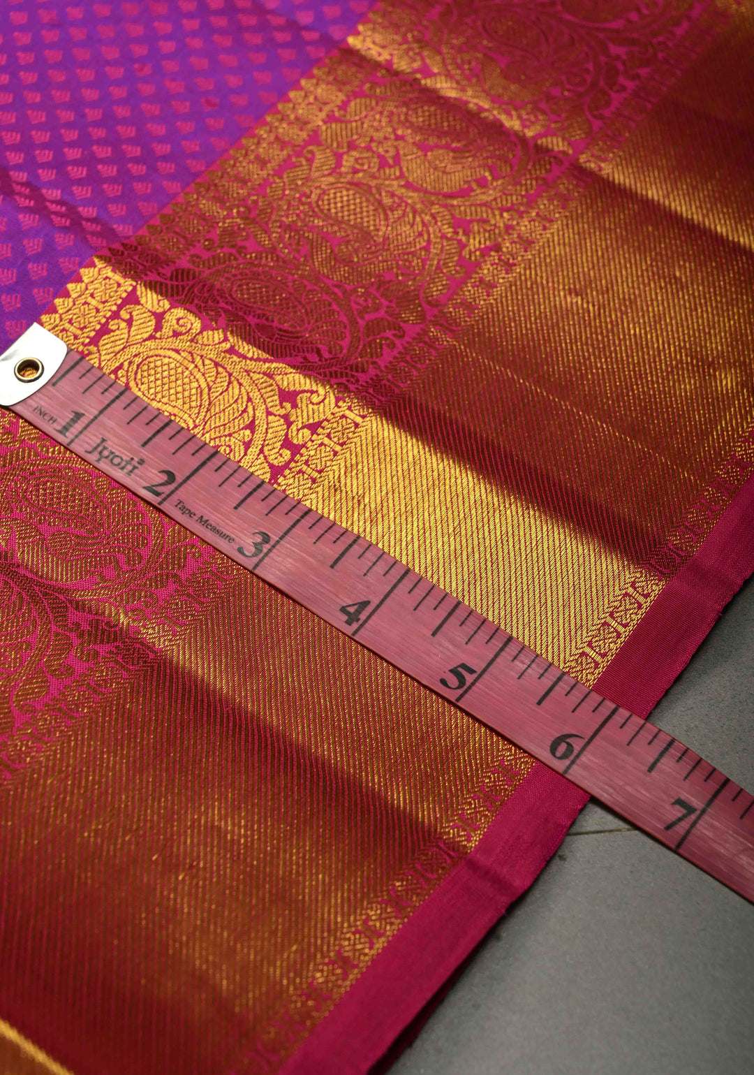 Purple-Pink Dual tone Self Brocade on Kanjivaram Pure Silk Saree with Zari Buttas and Zari Border | SILK MARK CERTIFIED | SHOBITAM