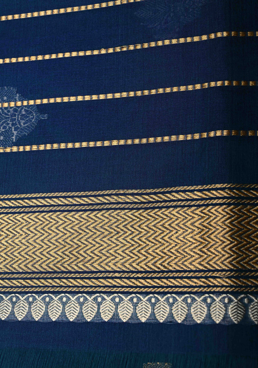 Peacock Blue Dual tone Pure Banarasi Kora Silk Saree with Sona Rupa Floral Buttas and Zari Border | SILK MARK CERTIFIED | SHOBITAM