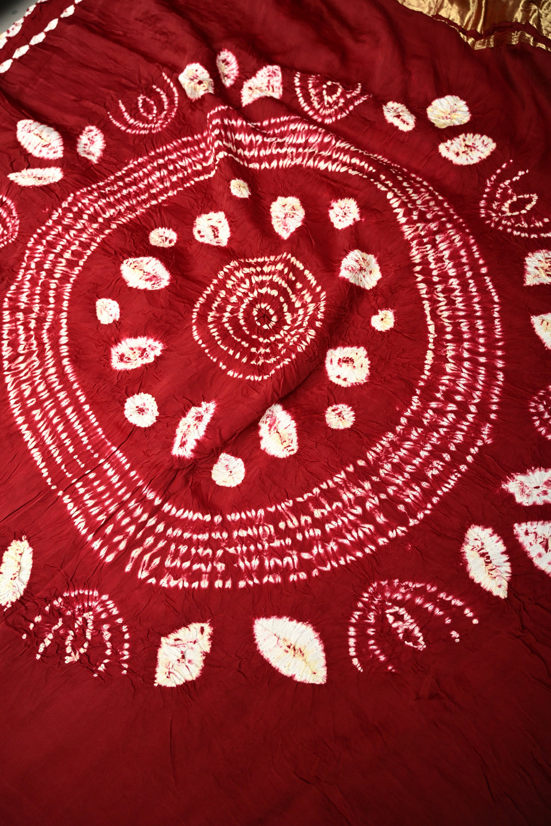 Maroon Modal Silk Saree with Lagda Patta and Hand Shibori Mandala Pallu | SHOBITAM