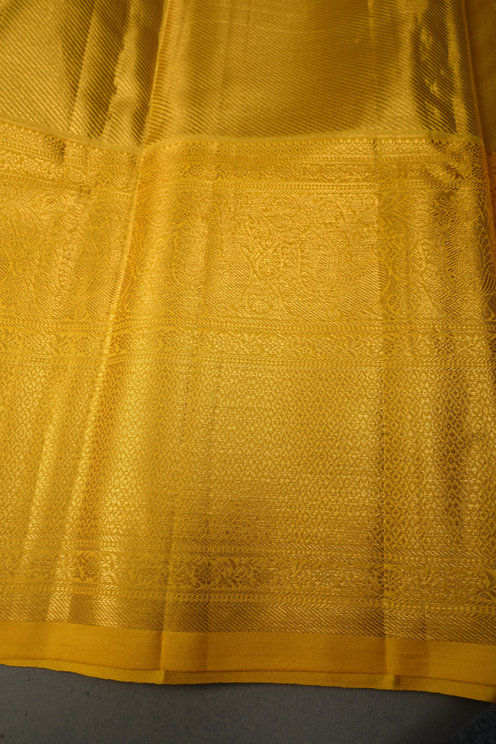 Rangkaat Style on Pure Kanjivaram Tissue Silk Saree with Meenakari Brocade and Zari Border | SILK MARK CERTIFIED | SHOBITAM