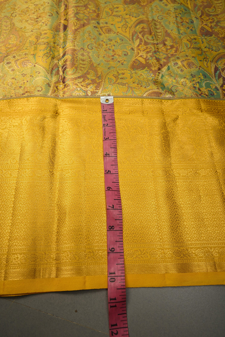 Rangkaat Style on Pure Kanjivaram Tissue Silk Saree with Meenakari Brocade and Zari Border | SILK MARK CERTIFIED | SHOBITAM