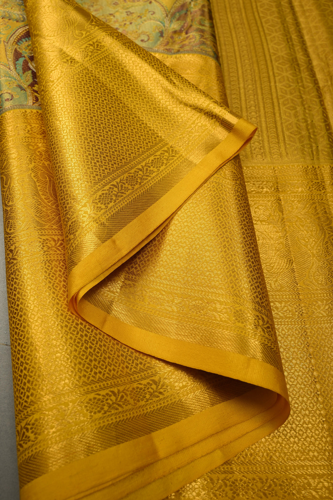 Rangkaat Style on Pure Kanjivaram Tissue Silk Saree with Meenakari Brocade and Zari Border | SILK MARK CERTIFIED | SHOBITAM