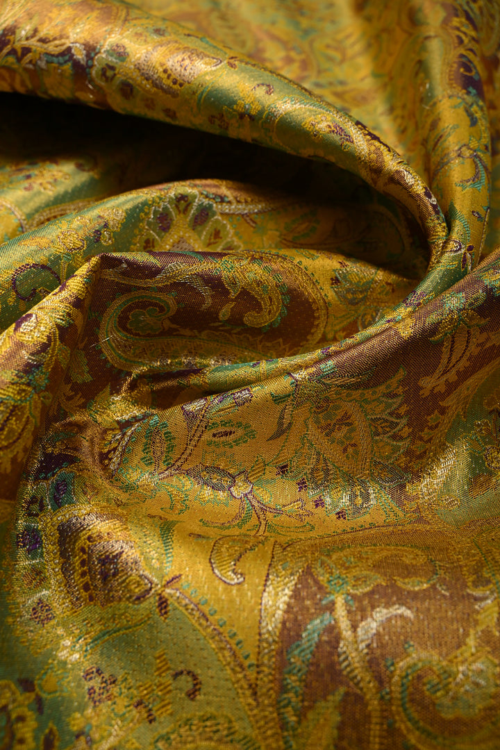 Rangkaat Style on Pure Kanjivaram Tissue Silk Saree with Meenakari Brocade and Zari Border | SILK MARK CERTIFIED | SHOBITAM