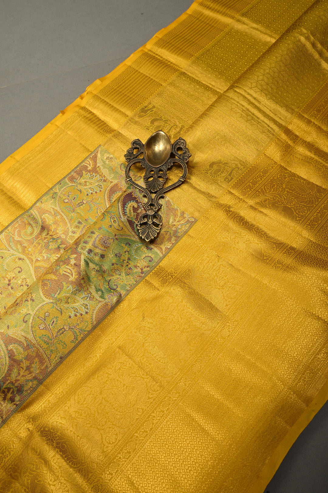 Rangkaat Style on Pure Kanjivaram Tissue Silk Saree with Meenakari Brocade and Zari Border | SILK MARK CERTIFIED | SHOBITAM