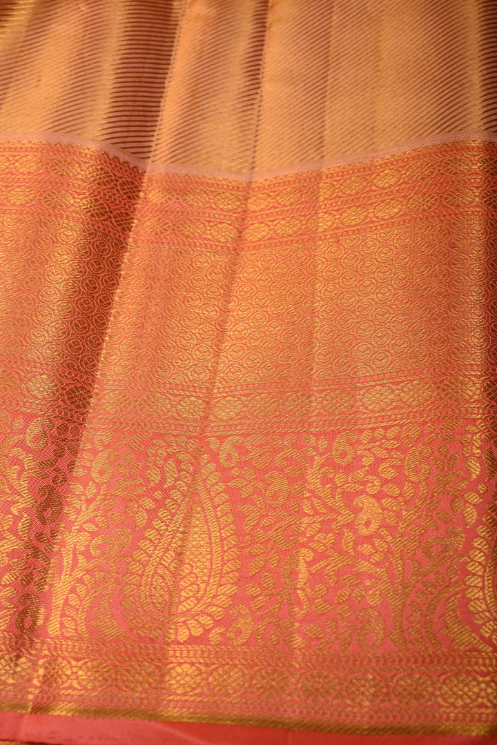 Lavender Pure Kanjivaram Tissue Silk Saree with Meenakari Floral Birds Brocade and Contrast Zari Border | SILK MARK CERTIFIED