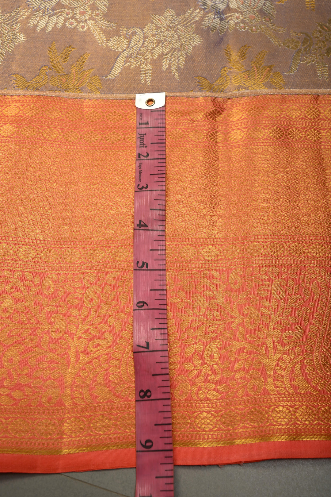 Lavender Pure Kanjivaram Tissue Silk Saree with Meenakari Floral Birds Brocade and Contrast Zari Border | SILK MARK CERTIFIED