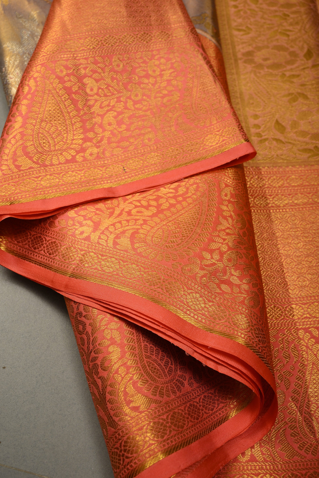 Lavender Pure Kanjivaram Tissue Silk Saree with Meenakari Floral Birds Brocade and Contrast Zari Border | SILK MARK CERTIFIED