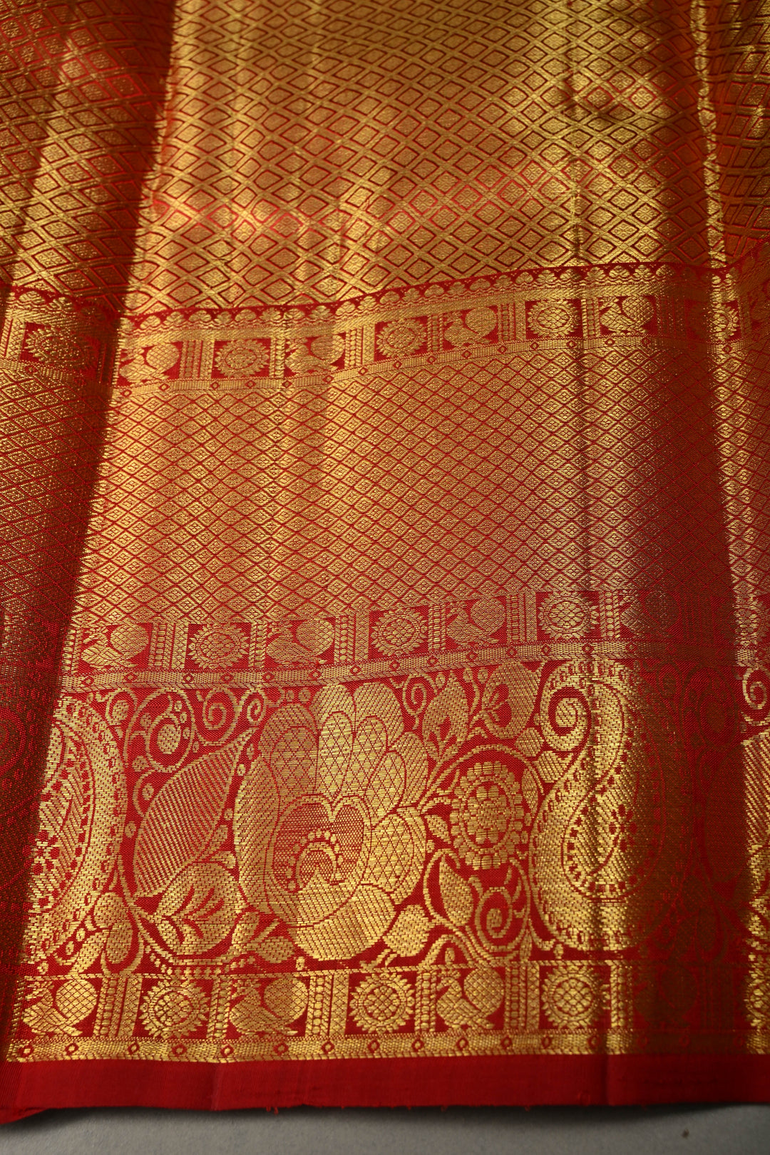 Dusty Lavender Pure Kanjivaram Tissue Silk Saree with Floral Leheria Brocade and Contrast Zari Border | SILK MARK CERTIFIED | SHOBITAM