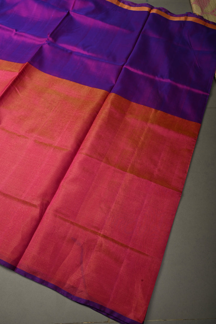 Purple Dual Tone Uppada Handloom Silk Saree with Tissue Skirt Border | SILK MARK CERTIFIED | SHOBITAM
