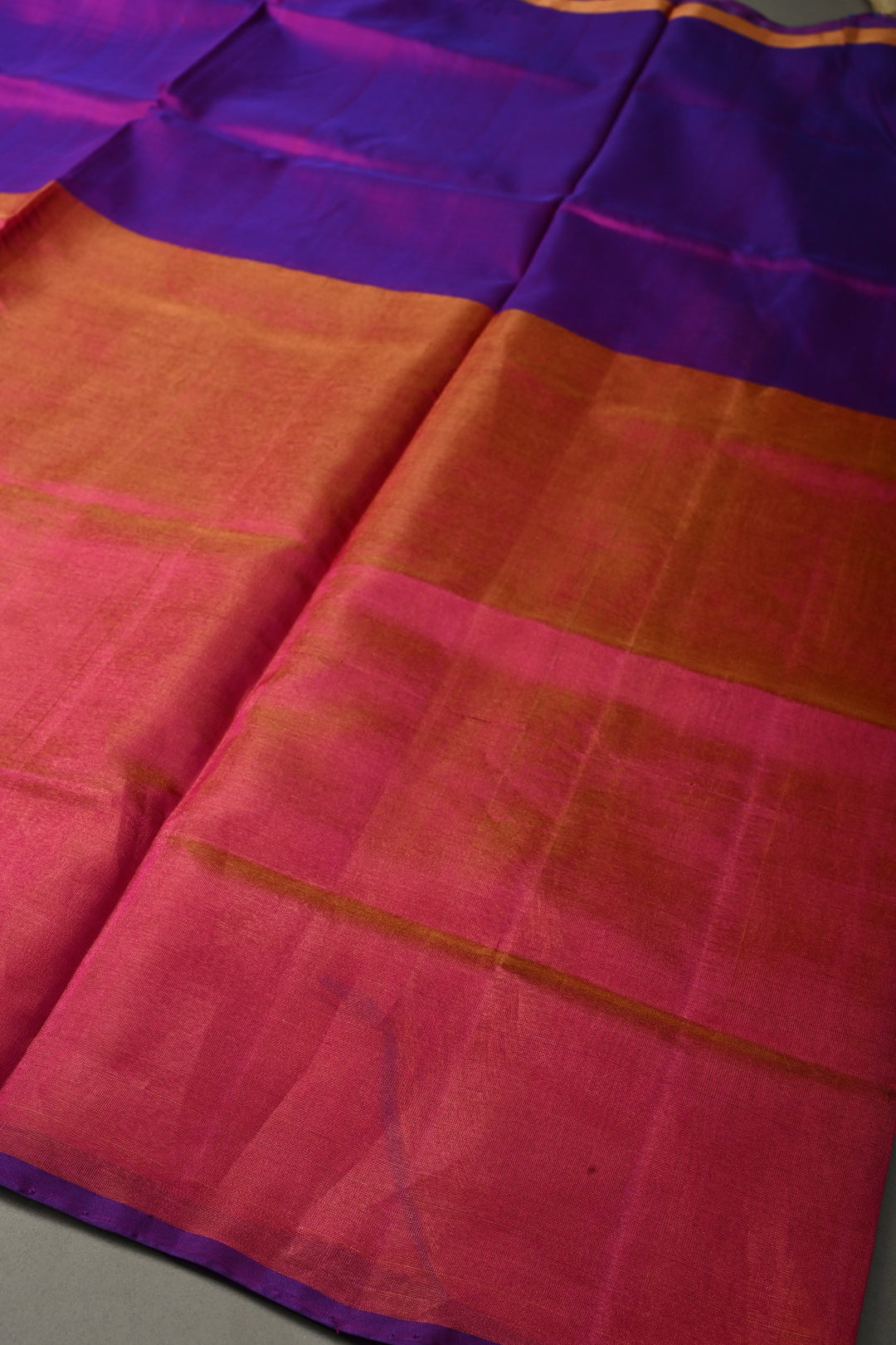 Purple Dual Tone Uppada Handloom Silk Saree with Tissue Skirt Border | SILK MARK CERTIFIED | SHOBITAM