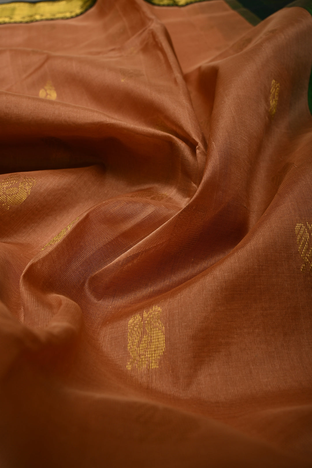 Peach Pink on Kanchi Silk Cotton Saree with Peacock Buttas and Contrast Zari Border | SHOBITAM