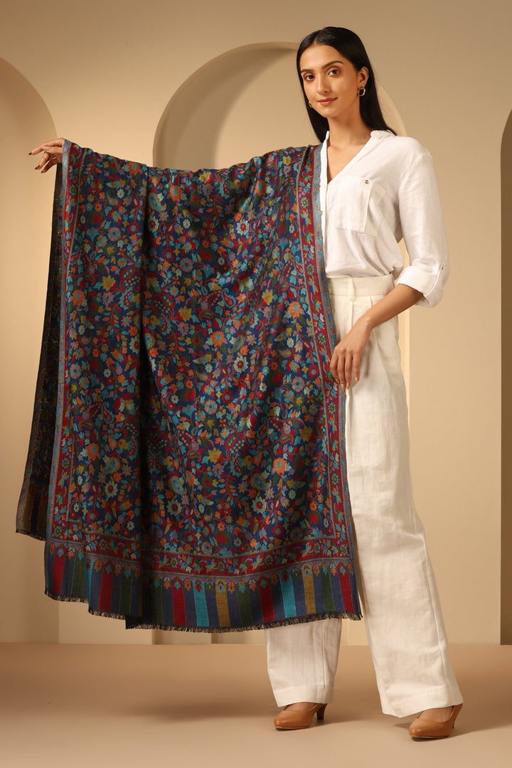 Radhi kani Design cashmere fine wool Shawl for Men & Women | SHOBITAM