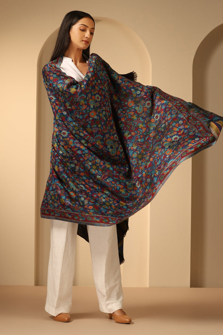 Radhi kani Design cashmere fine wool Shawl for Men & Women | SHOBITAM