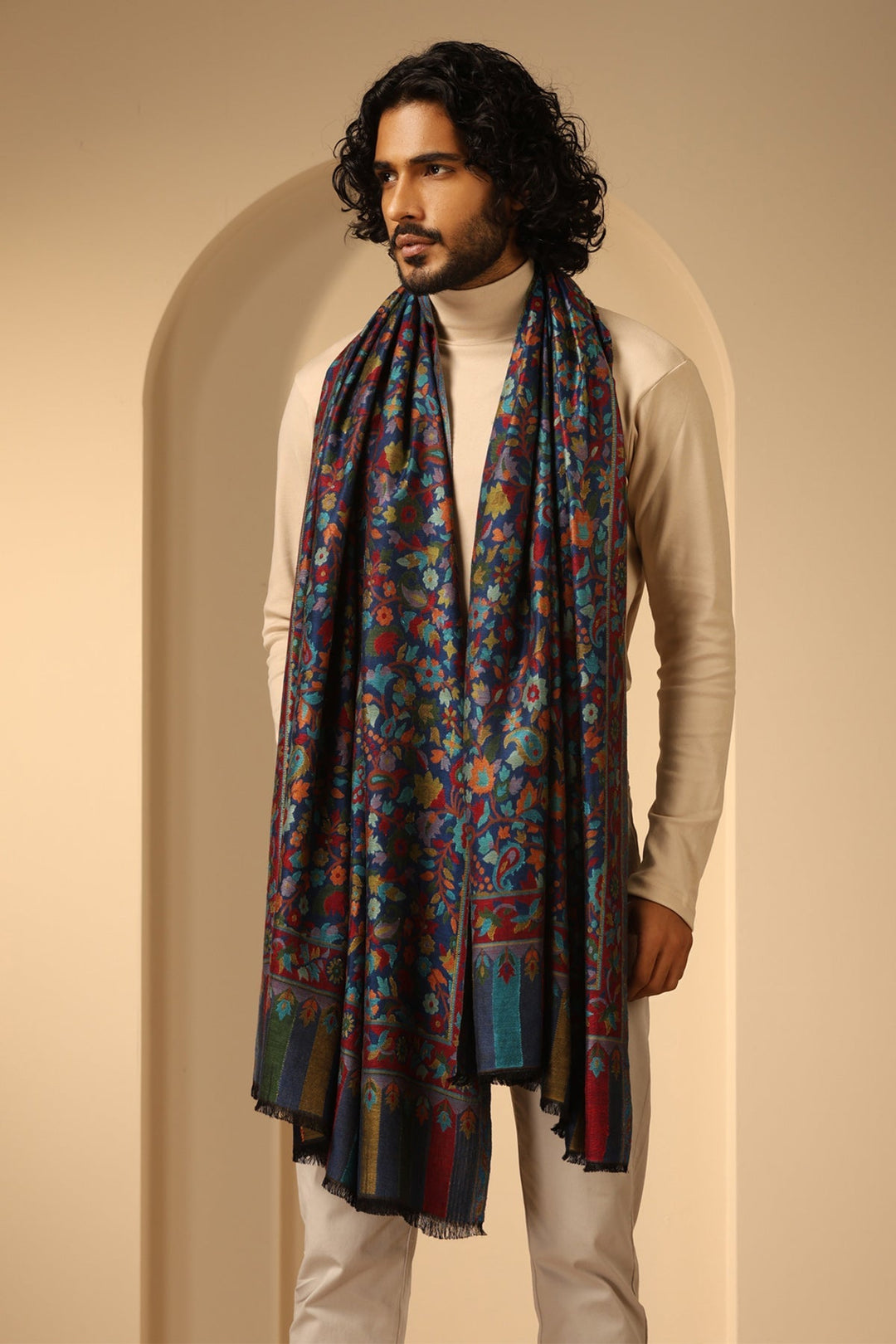 Radhi kani Design cashmere fine wool Shawl for Men & Women | SHOBITAM