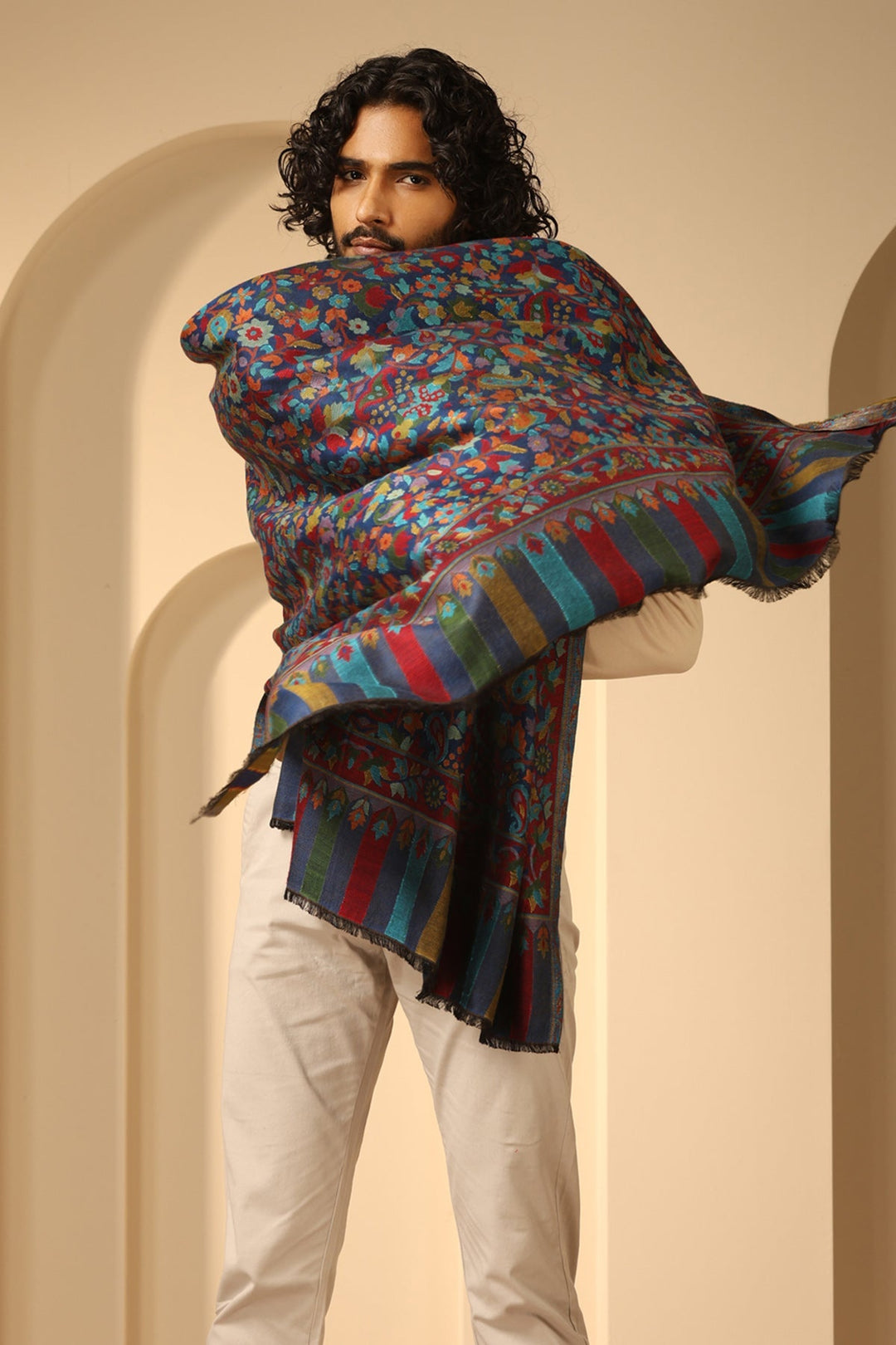Radhi kani Design cashmere fine wool Shawl for Men & Women | SHOBITAM