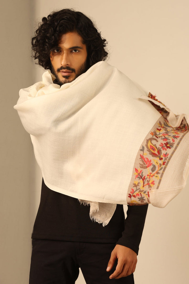 Mahesh: Offwhite Cashmere Stole | SHOBITAM
