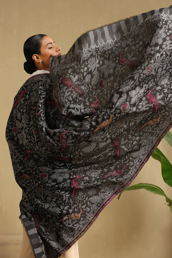 Black Cashmere Fine Wool Stole