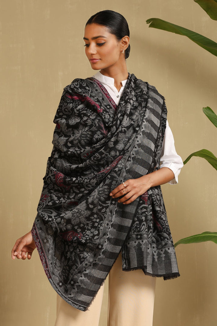 Black Cashmere Fine Wool Stole
