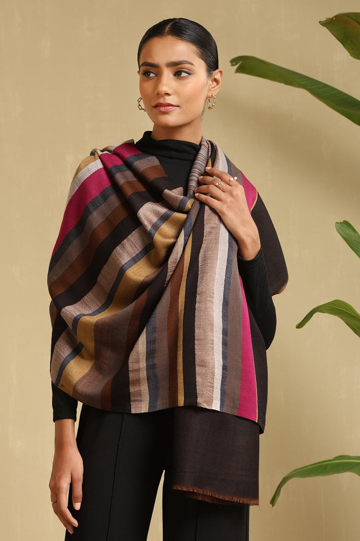 Multicolor Gati Cashmere Fine Wool Stole 80 x 28