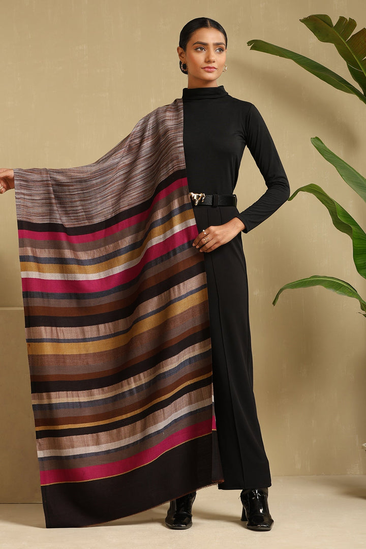 Multicolor Gati Cashmere Fine Wool Stole 80 x 28