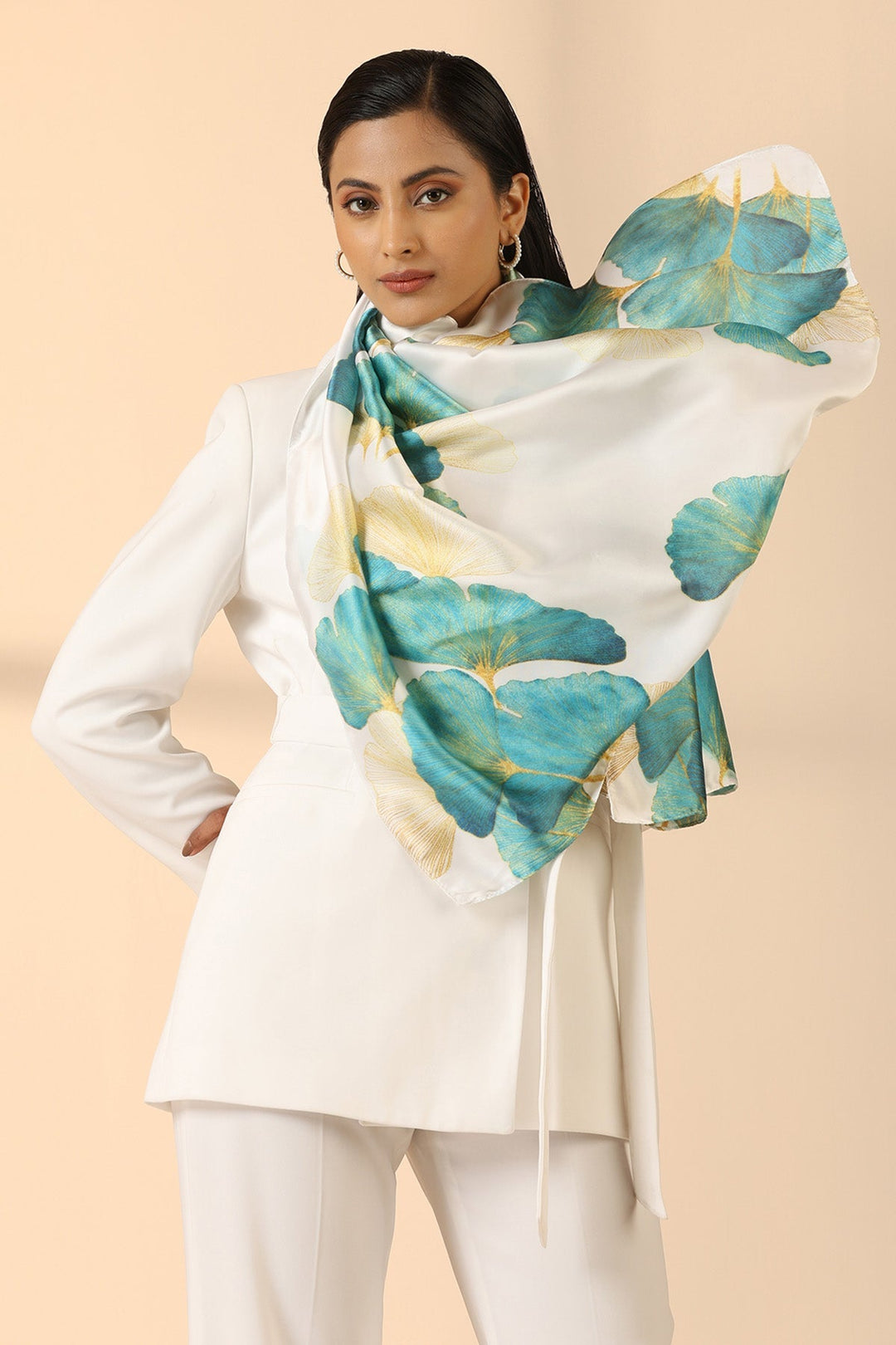 Unique Dilian Silk Scarf with Floral Print | SHOBITAM
