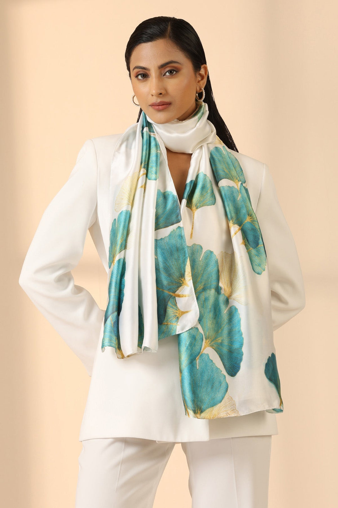 Unique Dilian Silk Scarf with Floral Print | SHOBITAM