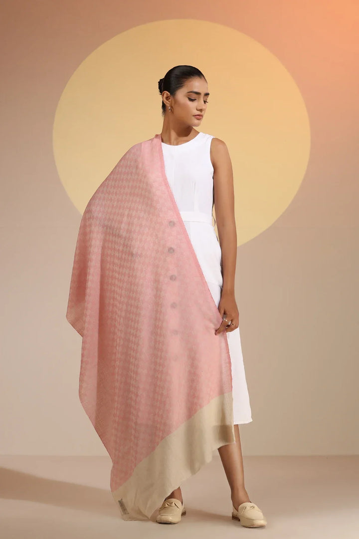 Louisa Cashmere Fine Wool Checkered Stole | SHOBITAM