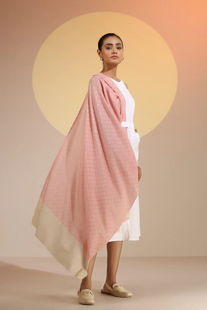 Louisa Cashmere Fine Wool Checkered Stole | SHOBITAM