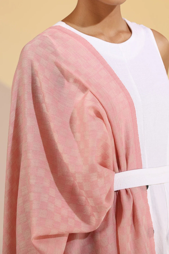 Louisa Cashmere Fine Wool Checkered Stole | SHOBITAM