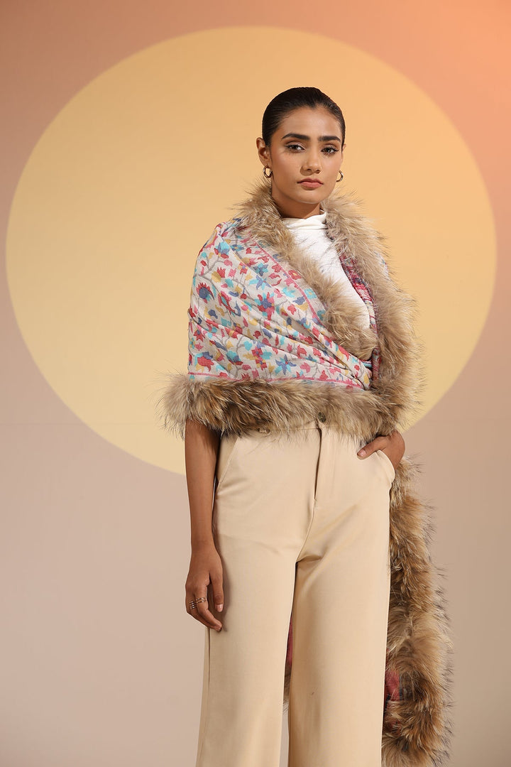 Sabine Cashmere Fine Wool Fur Stole | SHOBITAM