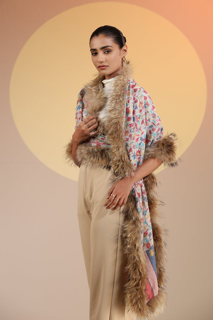 Sabine Cashmere Fine Wool Fur Stole | SHOBITAM