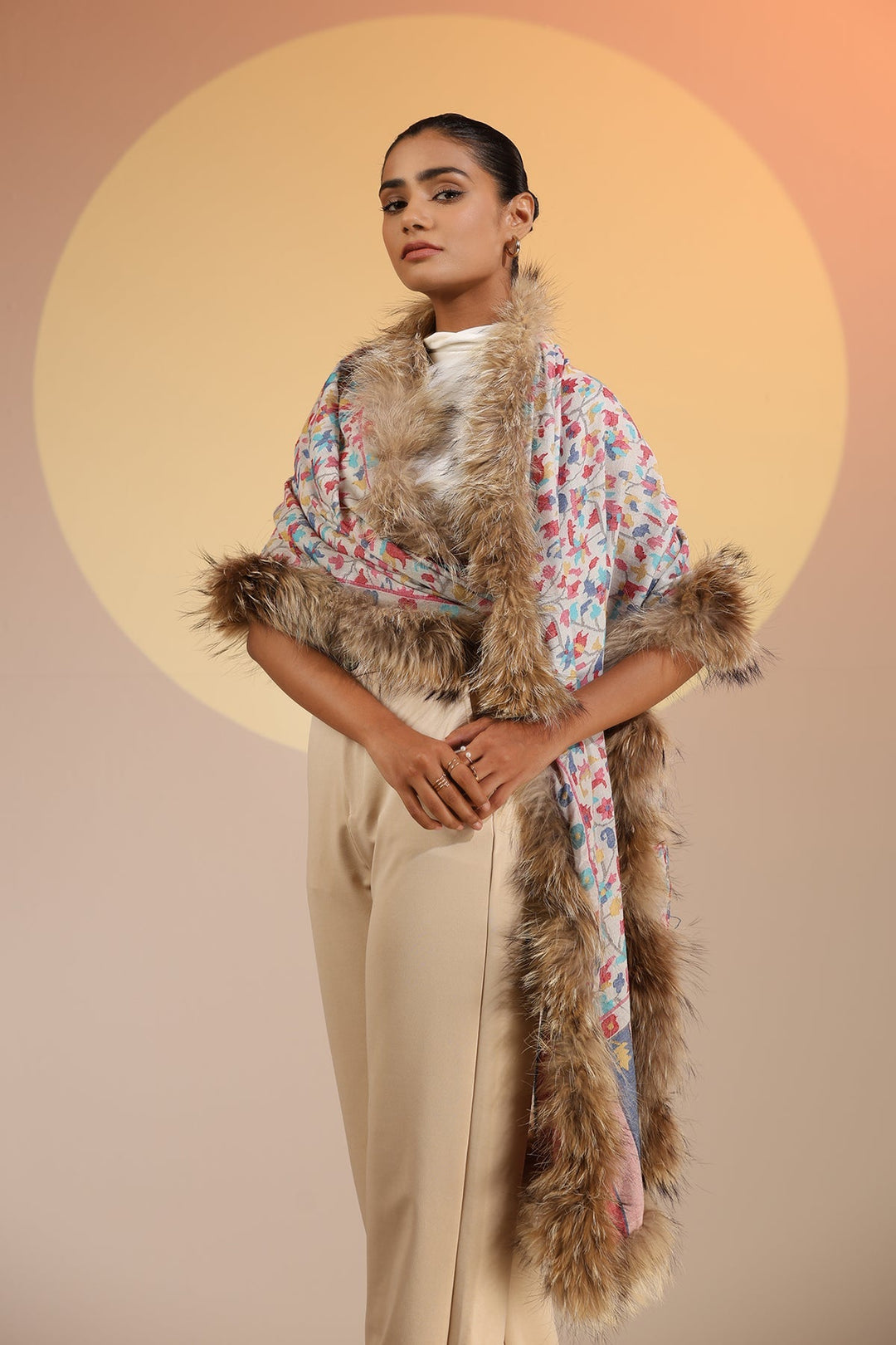 Sabine Cashmere Fine Wool Fur Stole | SHOBITAM