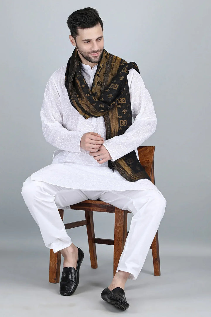 Cashmere Zari Reversible Stole for Men | SHOBITAM