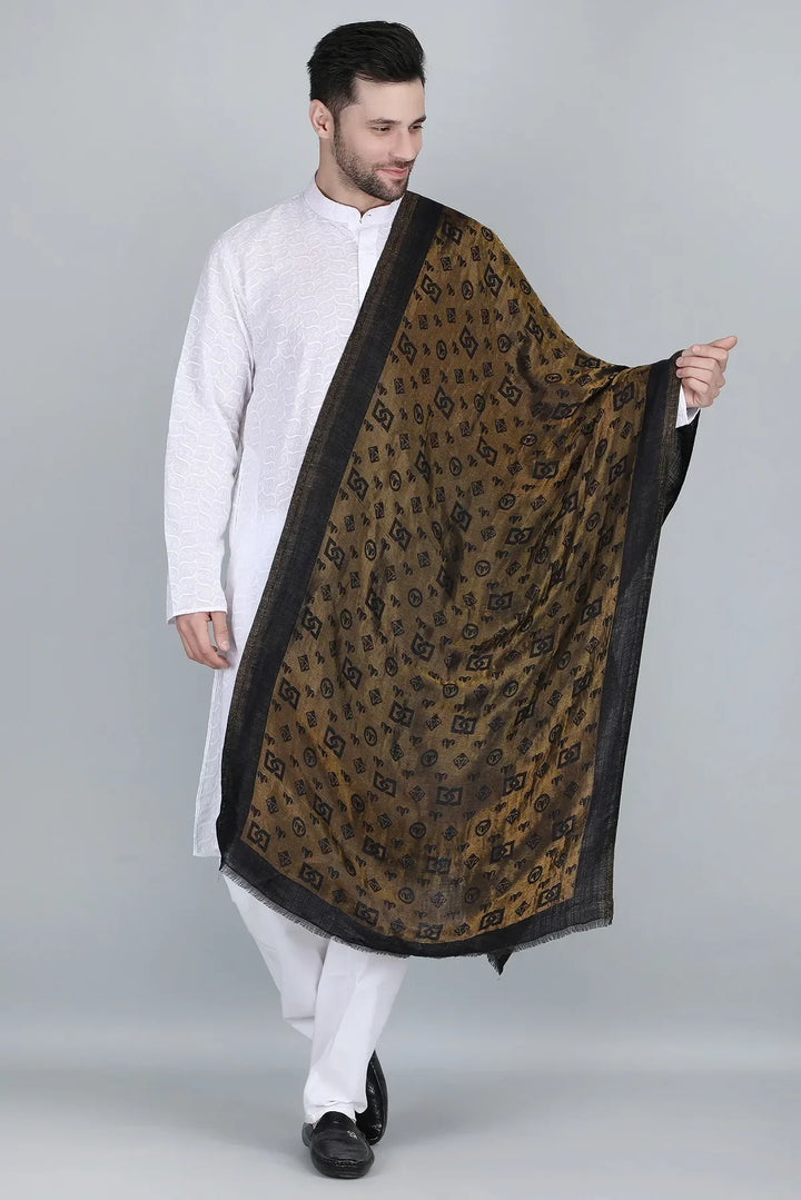 Cashmere Zari Reversible Stole for Men | SHOBITAM