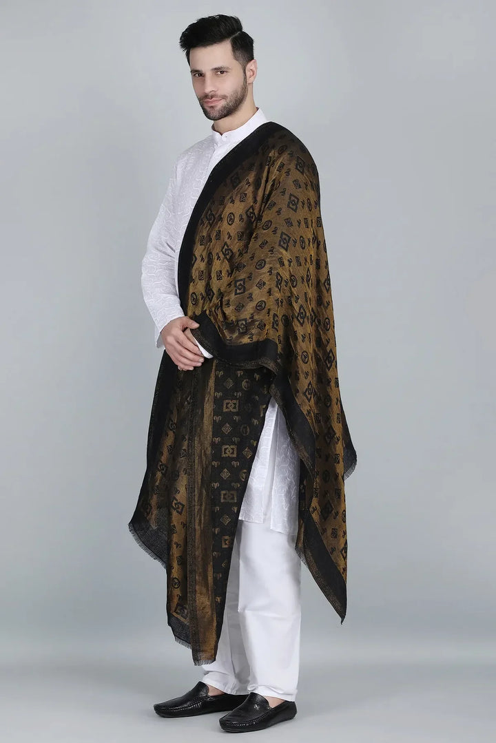 Cashmere Zari Reversible Stole for Men | SHOBITAM