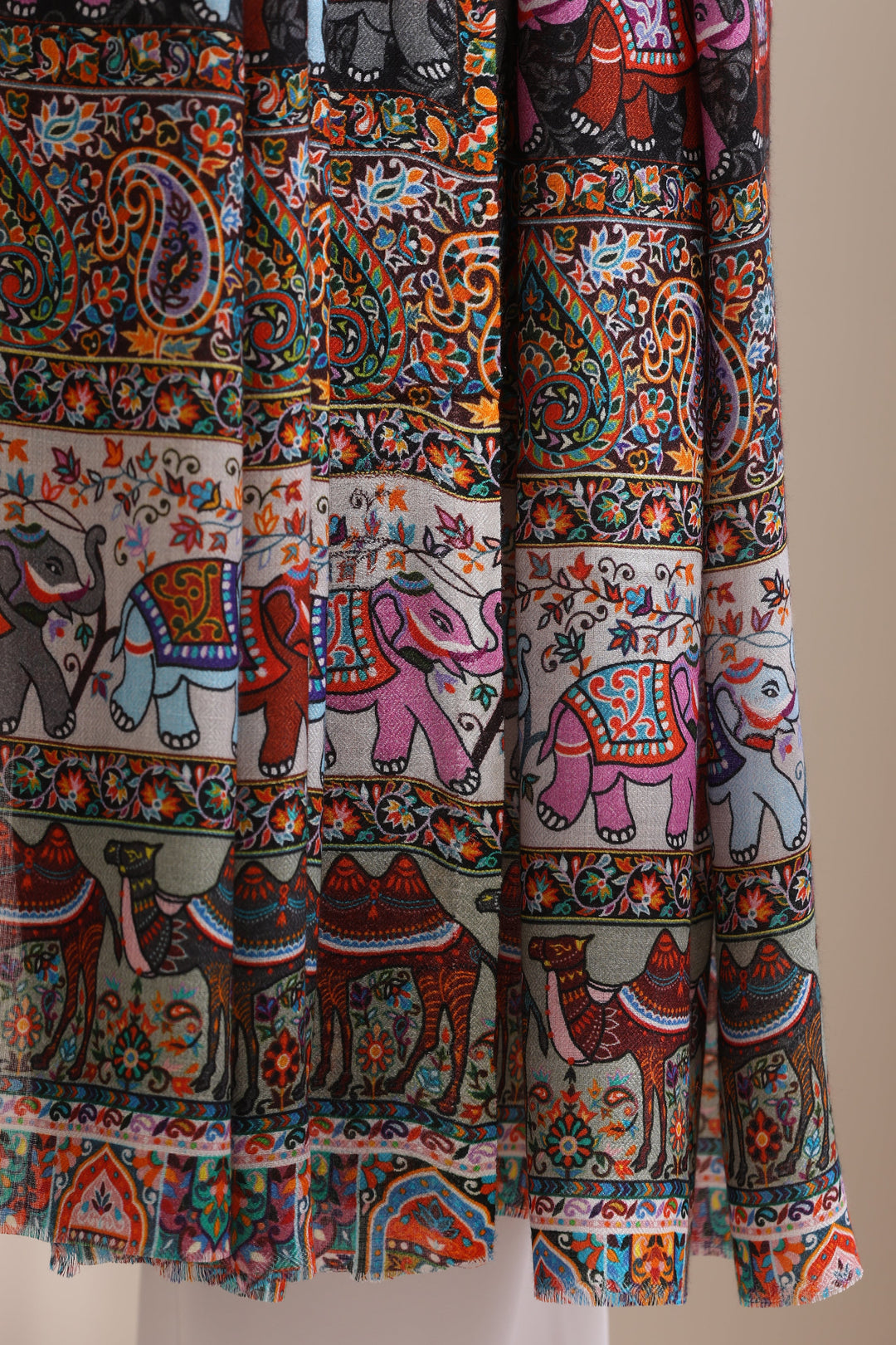 Happy Elephant Multicolor Faux Pashmina Stole 28x80