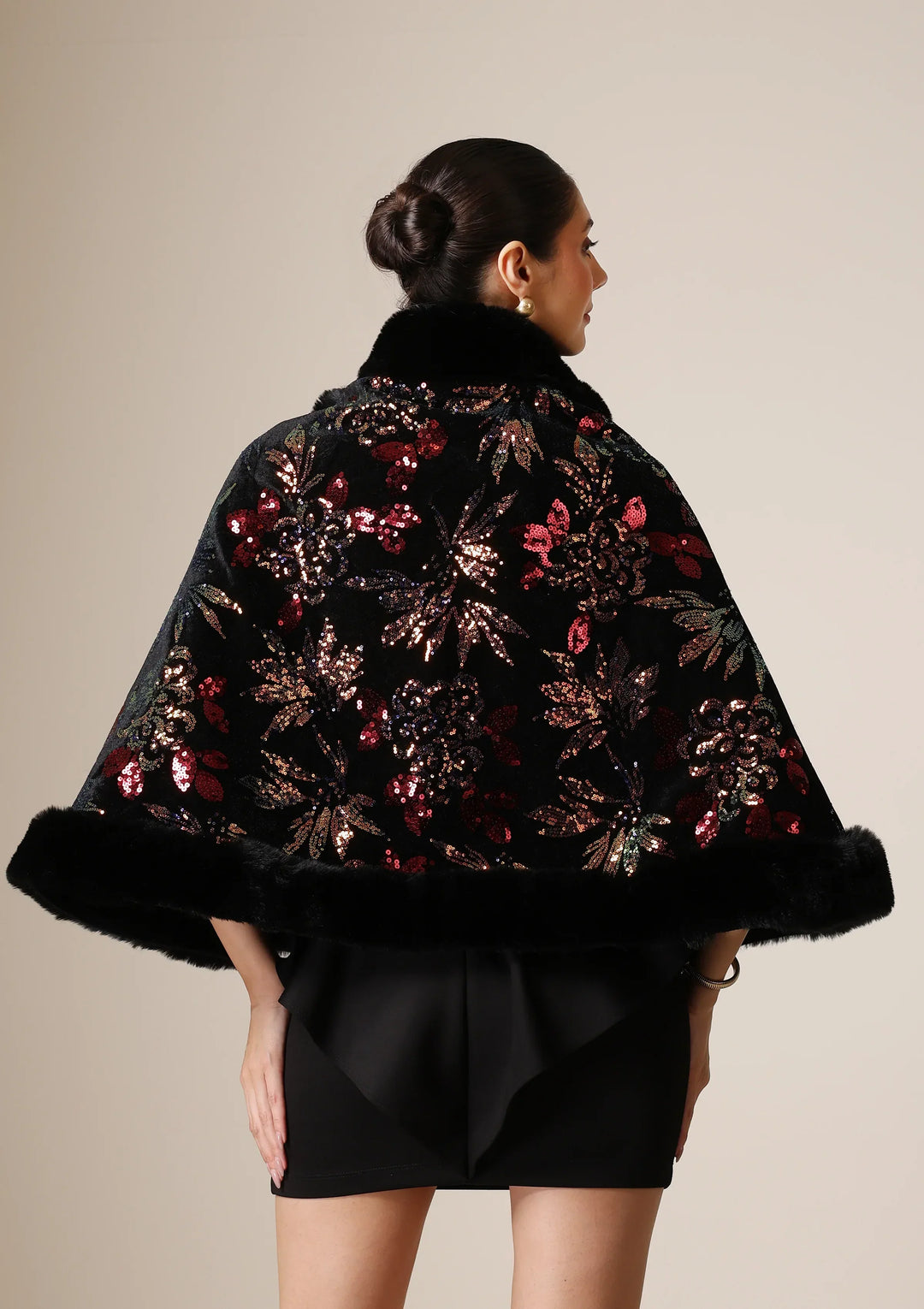 Celestial Bloom Vegan Fur Cape | SHOBITAM