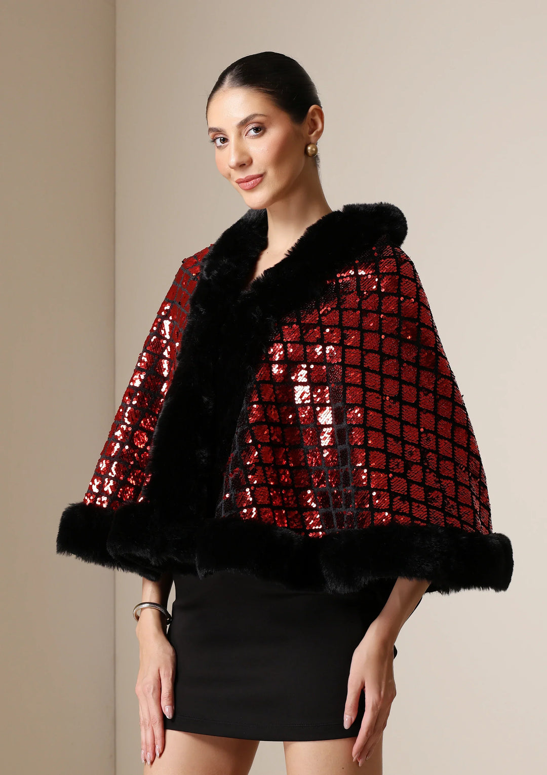 Scarlet Luxe Vegan Fur Cape | SHOBITAM