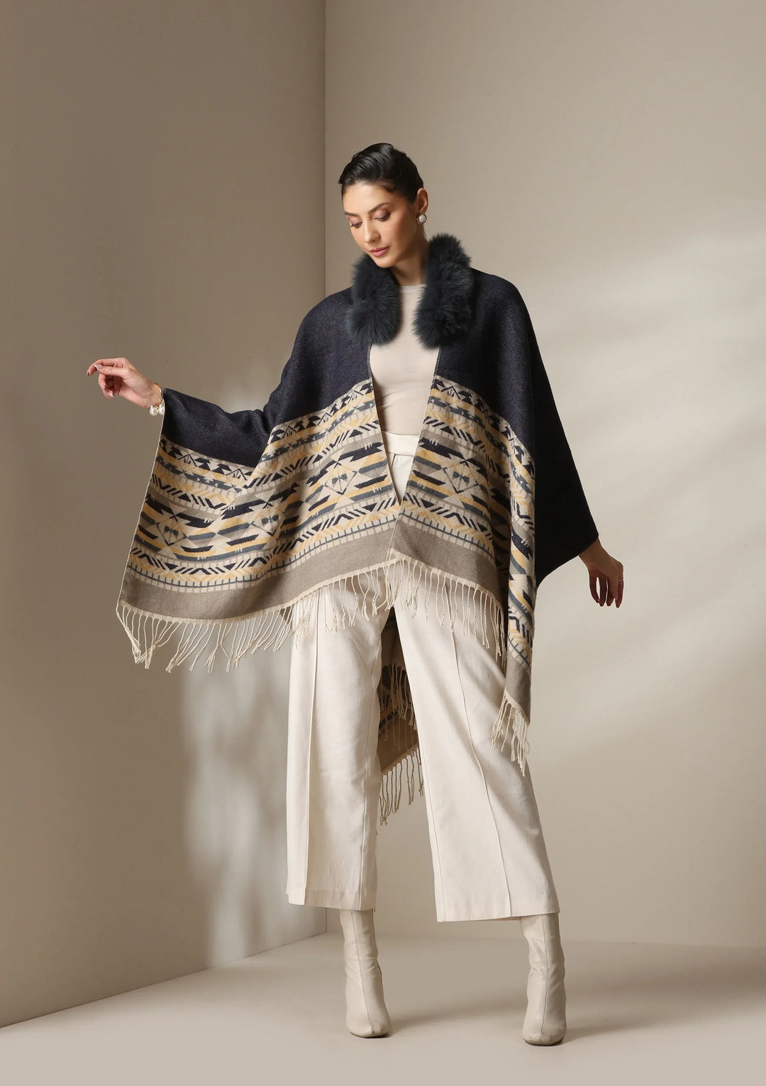 Arctic Dune Vegan Fur Cape | SHOBITAM