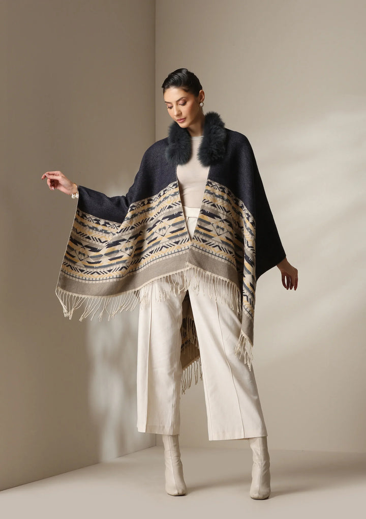 Arctic Dune Vegan Fur Cape | SHOBITAM
