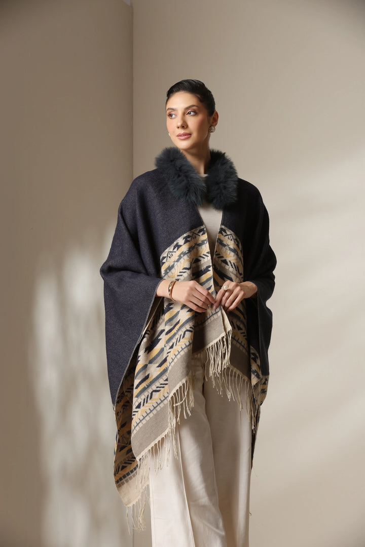 Arctic Dune Vegan Fur Cape | SHOBITAM