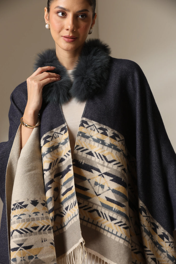 Arctic Dune Vegan Fur Cape | SHOBITAM