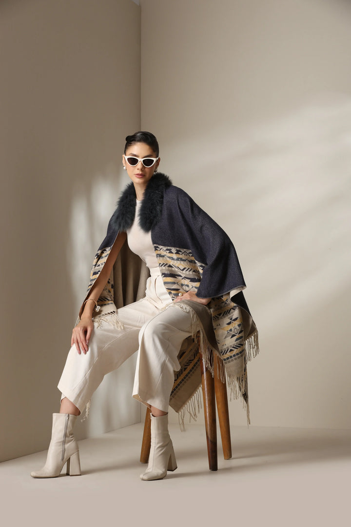 Arctic Dune Vegan Fur Cape | SHOBITAM