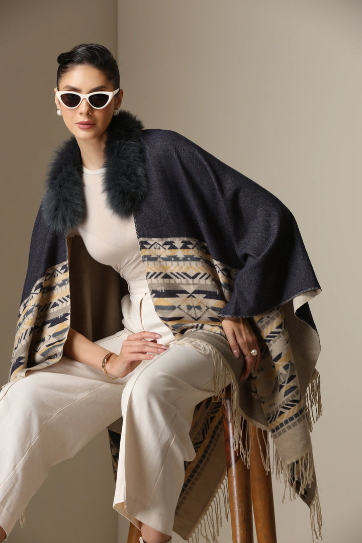 Arctic Dune Vegan Fur Cape | SHOBITAM