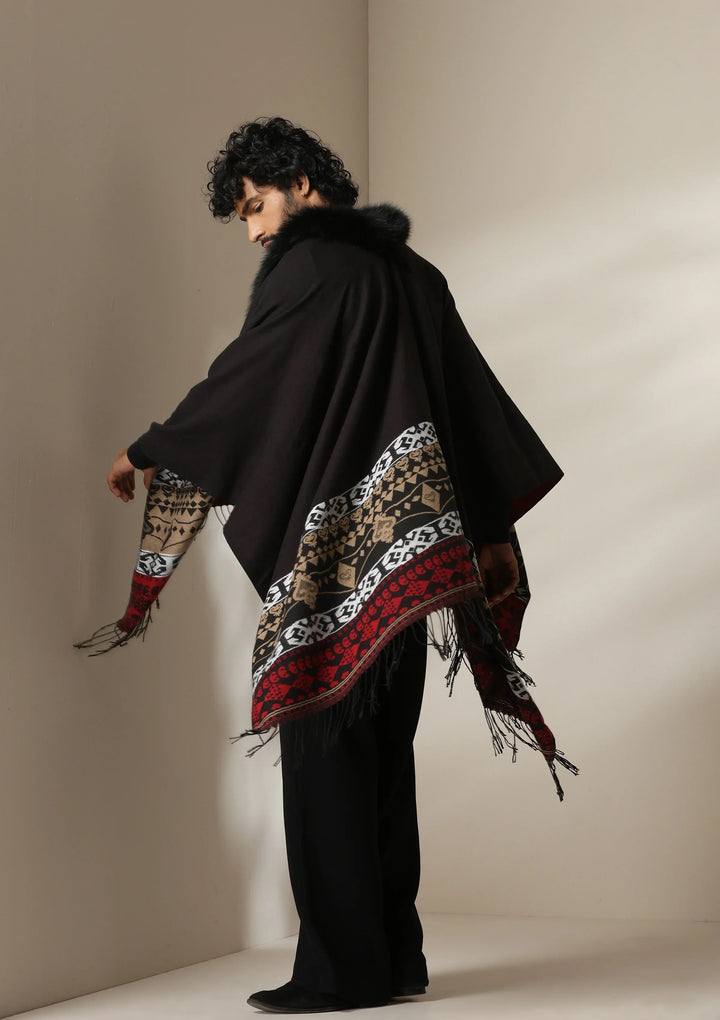 Crimson Luxe Vegan Fur Cape | SHOBITAM
