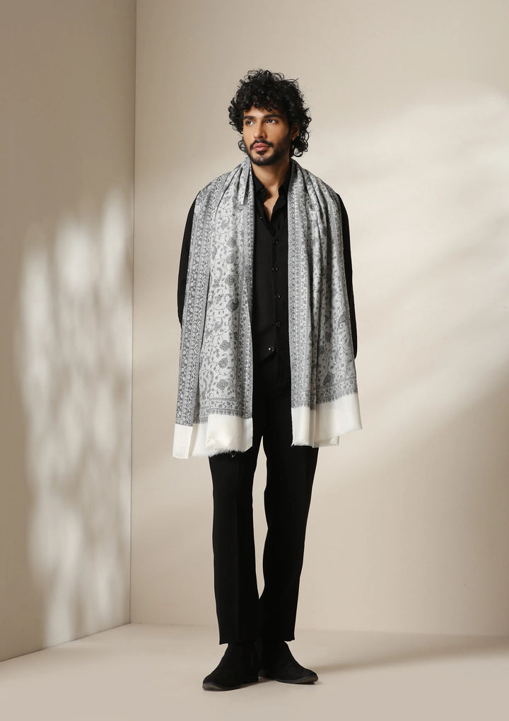 Silver Mist Pashmina blend Stole for Men & Women | SHOBITAM