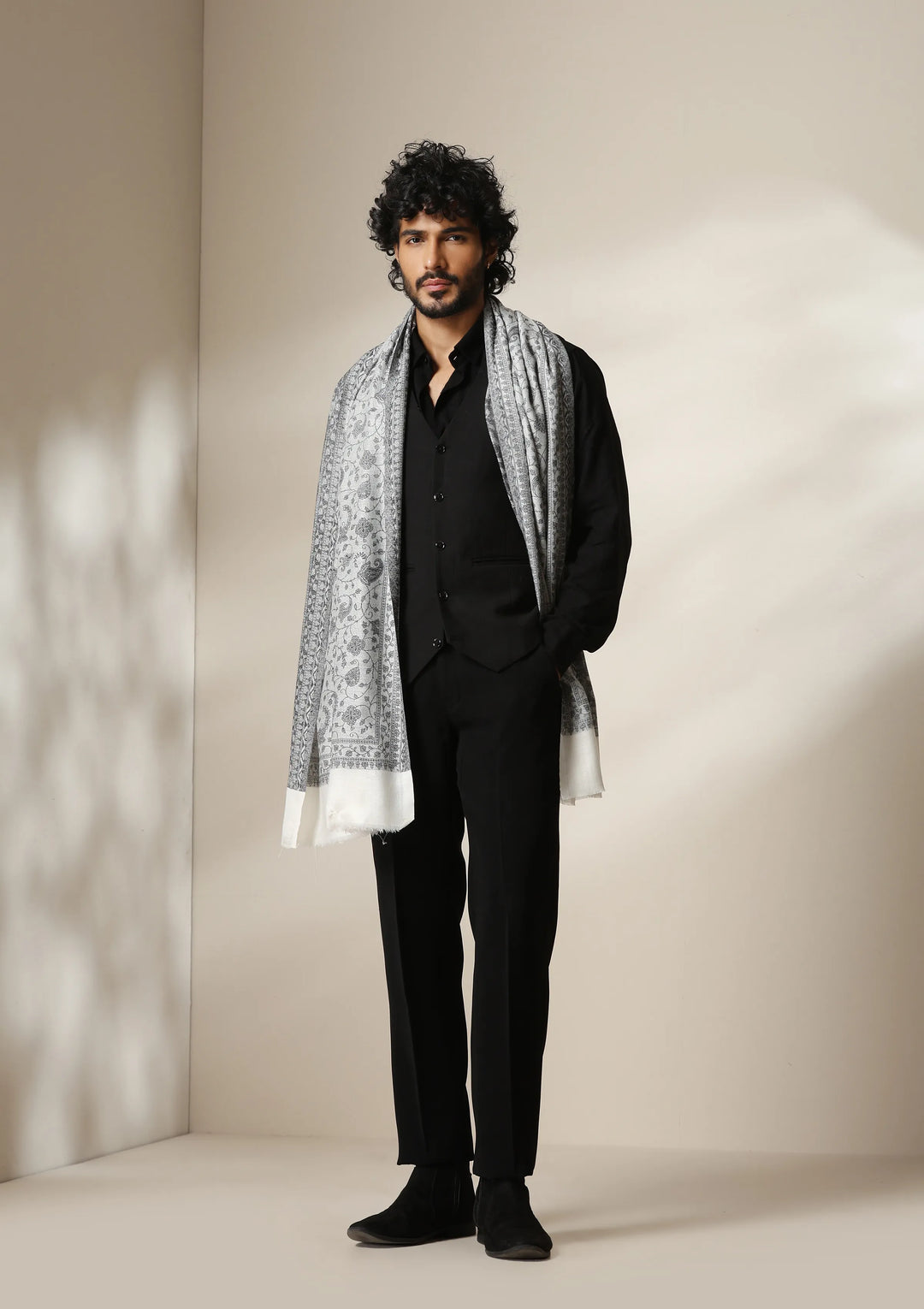 Silver Mist Pashmina blend Stole for Men & Women | SHOBITAM