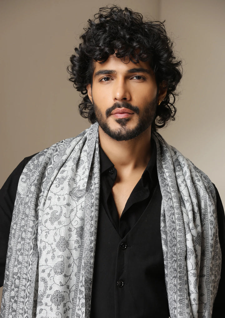 Silver Mist Pashmina blend Stole for Men & Women | SHOBITAM