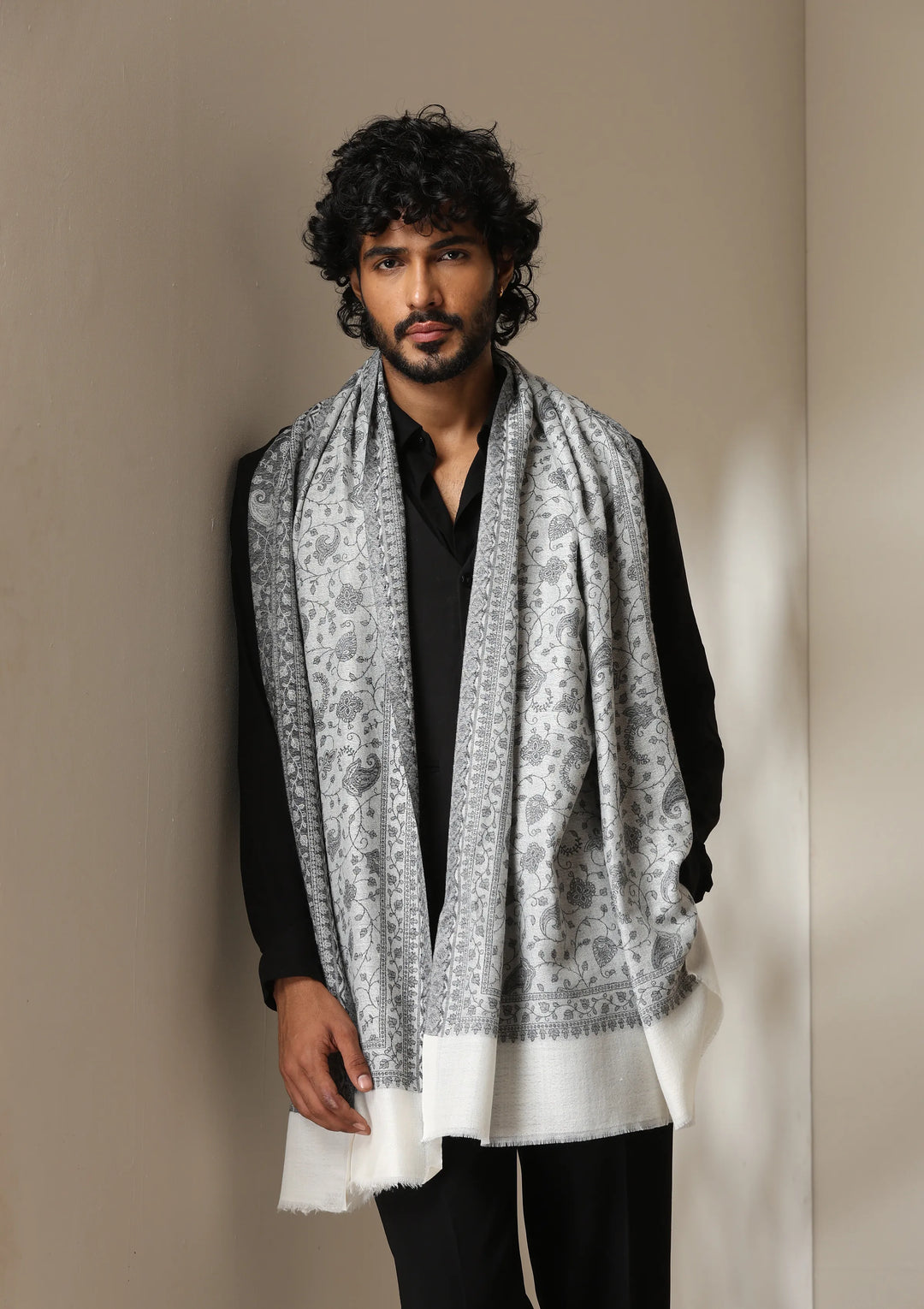Silver Mist Pashmina blend Stole for Men & Women | SHOBITAM